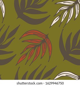 Seamless hand drawn vector pattern. Wild flowers, leaves. For background, greeting card, wallpaper, fabric, poster design.