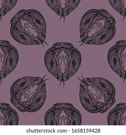 Seamless hand drawn vector pattern with snakes. Fashion print, fabric, design. - Vector.