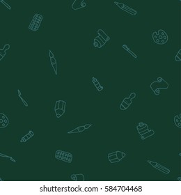 Seamless hand drawn vector pattern with paint attributes  for textile, ceramics, fabric, print, cards, wrapping