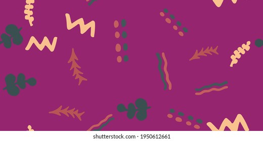 Nahtlose handgezeichnete Vektorgrafik. Nahtlose Farbe. Aquarelle unscharfe Grunge Textur. Boho Stil. Süßer Aquarelle-Anstrich. Blau, Ruby und Orchideenblume. Gelb.