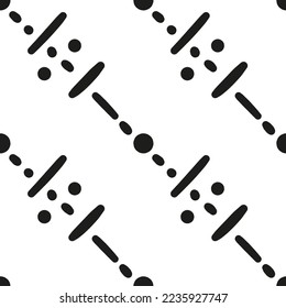 Seamless hand drawn vector striped pattern with lines and dots