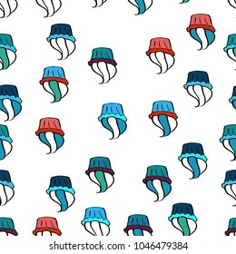 Seamless of hand drawn vintage cute cupcakes and muffins. Cupcake pattern. Nice birthday pattern on white, blue and black. Vector illustration.