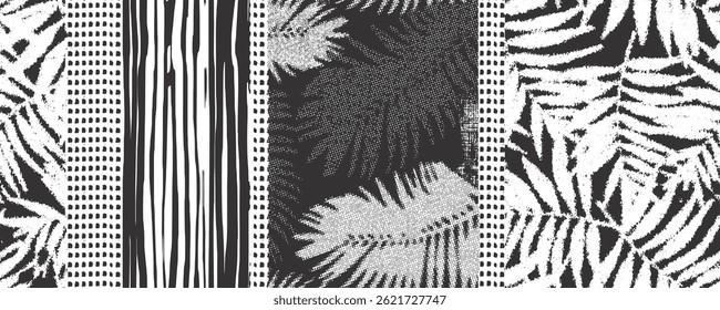 nahtlos handgezeichnetes Aquarellmuster trendy Sommer Frühling Linie Design exotisch mit Streifen Linie Patchwork Muster Design
