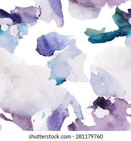 Seamless hand drawn watercolor pattern in vector format. Abstract strokes on white background.