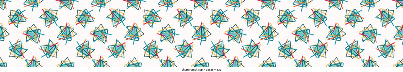 Seamless hand drawn whimsical spotty dots border pattern. Vector wonky appaloosa spotted circle banner background. Playful irregular hand drawn washi masking tape band. Minimal vintage fashion edging