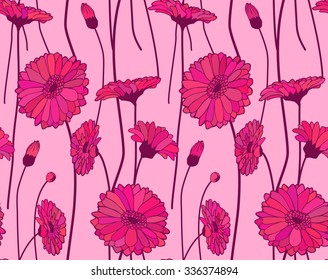 Seamless hand drawn wildflower pattern