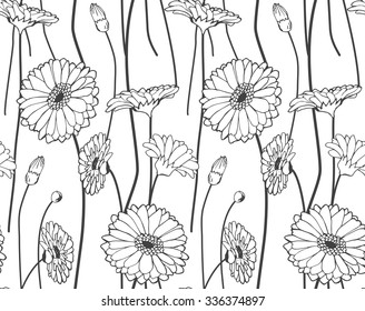 Seamless hand drawn wildflower pattern