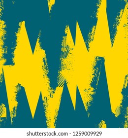 Seamless hand drawn zigzag pattern. Abstract minimalistic ornament with grunge elements. Simple vector repeating texture. Modern swatch.