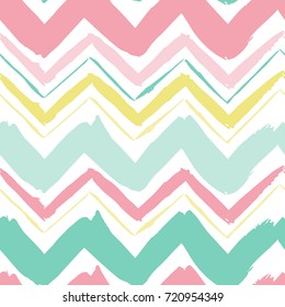 Seamless hand drawn zigzag pattern. Abstract minimalistic ornament with elements in trendy color. Simple vector repeating texture. Modern swatch. Flat background for textile, print & any your design