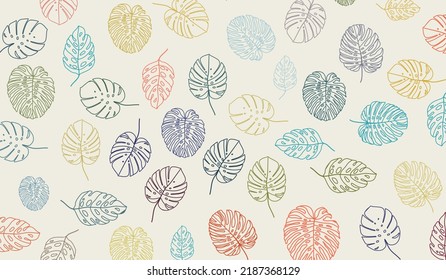 Seamless hand illustrated floral pattern botanical background