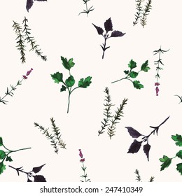 Seamless hand illustrated floral pattern. Watercolor botanical background