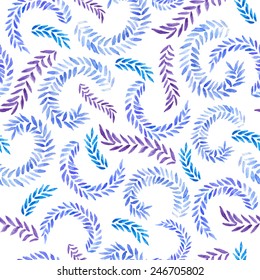 Seamless hand illustrated pattern. Watercolor botanical background