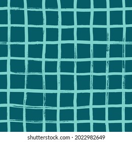 Patrón de cuadrícula pintado a mano sin inconveniente. Resumen del fondo geométrico con trazos cruzados de pincel. Grunge textura elegante para tela, papel pintado, envoltura.