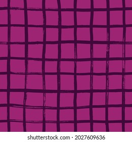 Seamless hand painted grid pattern. Abstract geometric background with crossing brush strokes. Grunge stylish texture for fabric, wallpaper, wrapping.
