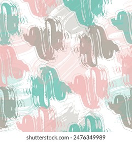 Seamless Hand Painting Abstract Watercolor Brush Strokes Geometric Shapes Pattern Vector cannabis colorful background.