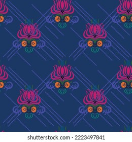 Seamless, Hand sketched vector vintage leaves, flowers, Wild and free. Perfect for textile printing, invitations, greeting cards, blogs, wrappers and posters.	
