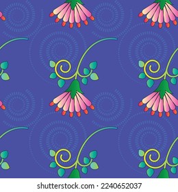 Seamless, Hand sketched vector vintage leaves, flowers, Wild and free. Perfect for textile printing, invitations, greeting cards, blogs, wrappers and posters.