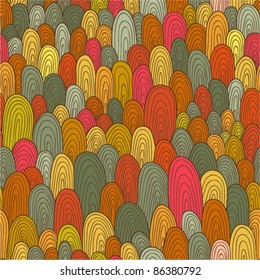 Seamless hand-drawn abstract pattern. Endless texture in warm colors.