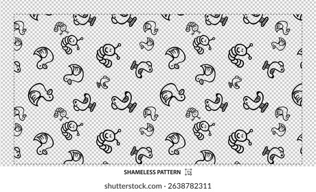 Seamless hand-drawn black and white insect pattern with cute cartoon bugs on transparent background - Powered by Shutterstock - Get 15% off with code: PIKWIZARD15