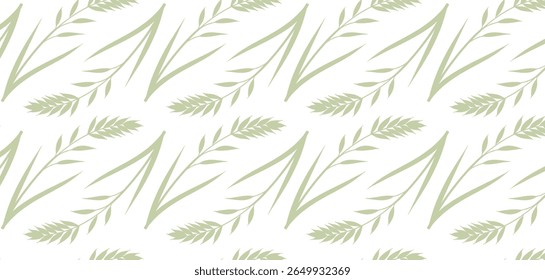 Seamless hand-drawn botanical leaf pattern in soft purple on white background. Elegant and minimalist nature-inspired design for fabric, wallpaper, or stationery. Repeating foliage motif vector.