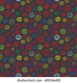 Seamless Handdrawn Colored Circles Decorative Pattern Background