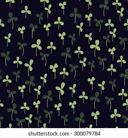 Seamless hand-drawn doodle floral pattern with clover. Vector illustration. Garden story collection.