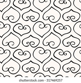 Seamless hand-drawn doodle heart background vector design