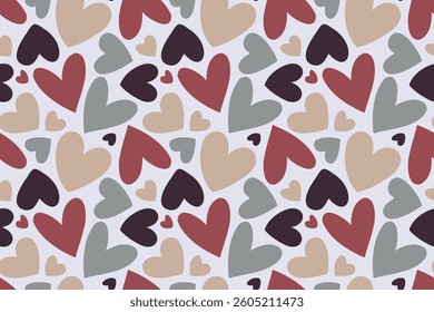 A seamless hand-drawn doodle heart pattern. Playful and romantic design, perfect for showing feelings, weddings, and decorative backgrounds. Cute and artistic sketch-style hearts.