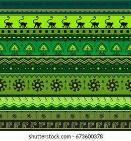 Seamless hand-drawn ethnic pattern. Tribal seamless geometric striped background. It can be used for wallpaper, web page, bags and cloth.  Vector illustration