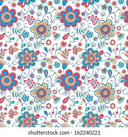 Seamless hand-drawn floral pattern.