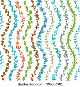 Seamless hand-drawn floral pattern. Vector doodles boundless texture can be used for web page backgrounds, wallpapers, wrapping papers, invitations and congratulations.