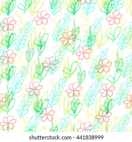 Seamless hand-drawn floral pattern. Vector illustration