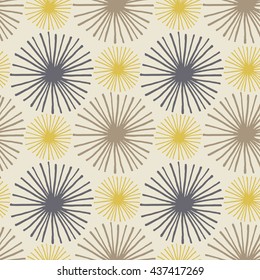 Seamless hand-drawn graphic pattern with stylized floral ornament in modern colors