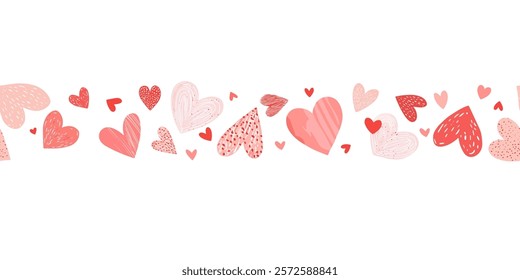 A Seamless Hand-Drawn Heart Pattern – Cute Pink and Red Design