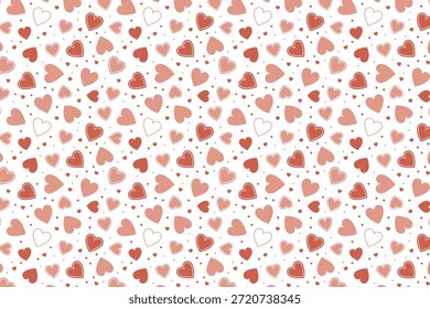 Nahtloses, handgezeichnetes Herzmuster mit Doodles und romantischen Valentinssymbolen