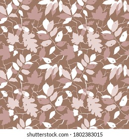 Patrón de las hojas de otoño sin foco. Textura vectorial. Para cubiertas textiles o de libros, fabricación, papel pintado, papel impreso, envoltura de regalo y reserva de chatarra