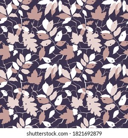 Seamless hand-drawn pattern from autumn leaves.Vector texture. For textile or book covers, manufacturing, wallpapers, print, gift wrap and scrapbooking
