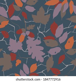 Seamless hand-drawn pattern from autumn leaves.Vector texture. For textile or book covers, manufacturing, wallpapers, print, gift wrap and scrapbooking
