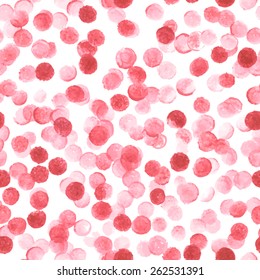 Seamless hand-drawn red dotted watercolor background. Can be used for wallpaper, pattern fills, textile, web page background, surface textures.