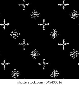 Seamless hand-drawn snowflakes pattern 