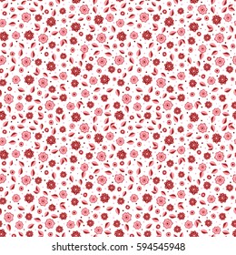 Seamless hand-drawn texture on a white background. Vector illustration. Cute vector floral seamless pattern in the small flower.
