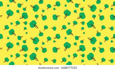 Diseño de patrón de ilustración de árbol dibujado a mano sin costuras