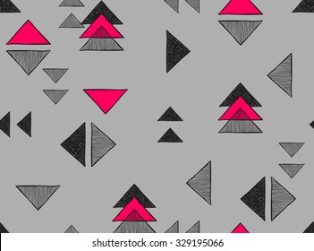 Seamless hand-drawn triangles pattern.Vector abstract Hand drawn background for design and decoration textile, covers, package, wrapping paper