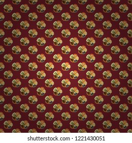 Seamless hand-drawn vector cosmos flower pattern in orange, red and brown colors.