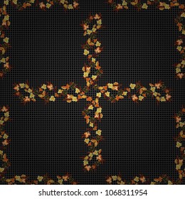 Seamless hand-drawn vector flower pattern in black, brown and gray colors.