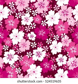 Seamless hand-drawn vector flower pattern.