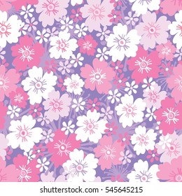 Seamless hand-drawn vector flower pattern.