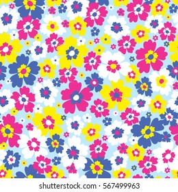 Seamless hand-drawn vector flower pattern.