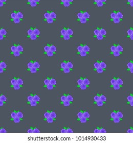 Seamless hand-drawn vector rose flower pattern in gray, violet and blue colors.