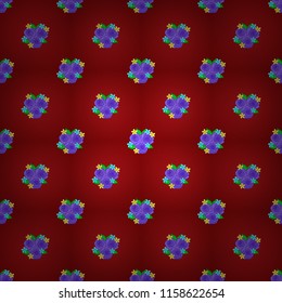 Seamless hand-drawn vector rose flower pattern in blue, red and violet colors.